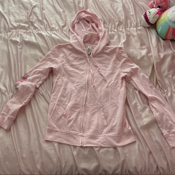 Tops - Pink hoodie with floral print